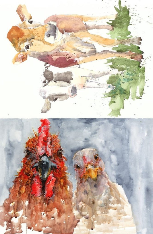 Farm Animals (Cows and Chickens) Decoupage Paper Sheet