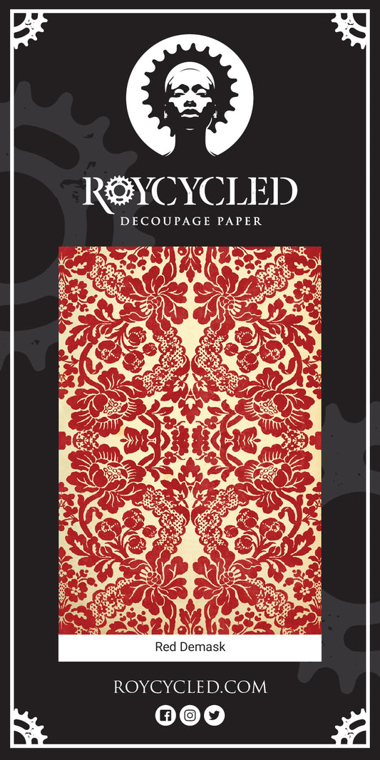 Red Damask Decoupage Paper